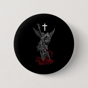Badge Rond 5 Cm Saint michel l'archange défaisant satan