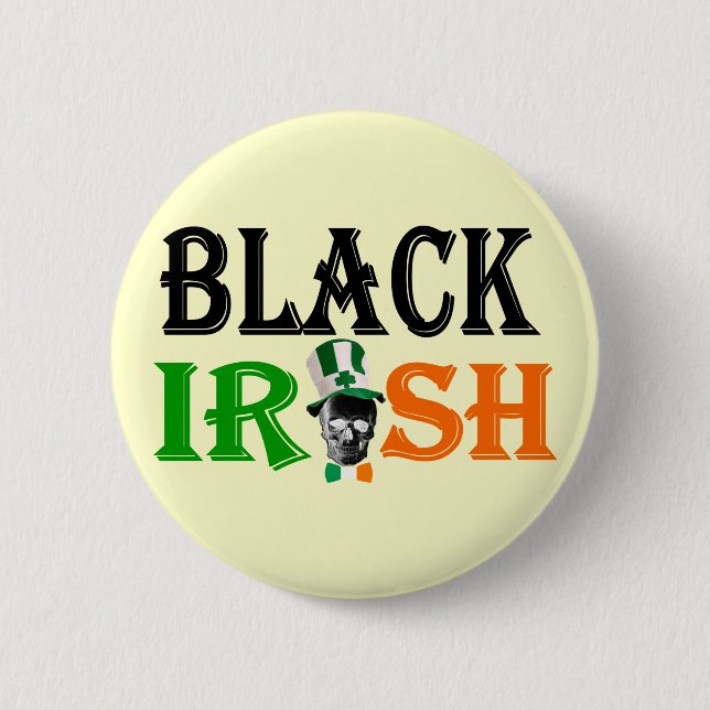 Badge Rond 5 Cm Saint Patrick d'Irlande noire (Devant)