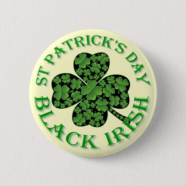 Badge Rond 5 Cm Saint Patrick d'Irlande noire (Devant)