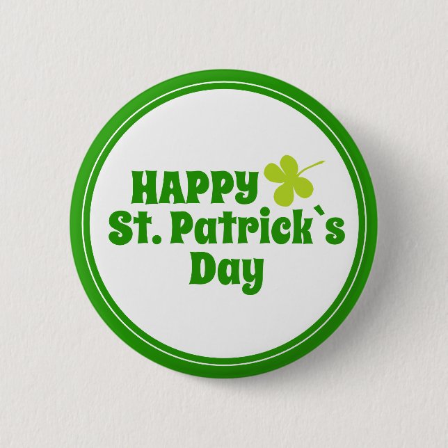 Badge Rond 5 Cm Saint Patrick`s jour Shamrock Vert (Devant)