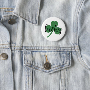 Badge Rond 5 Cm Saint Patrick's day chanceux, shamrock Button