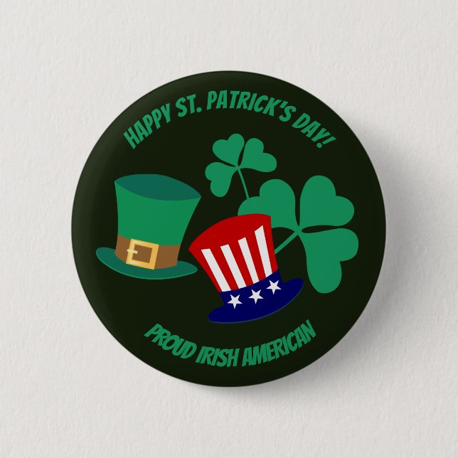 Badge Rond 5 Cm Saint Patrick's Day fier Irish American Button (Devant)