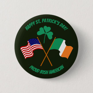 Badge Rond 5 Cm Saint Patrick's Day fier Irish American Button