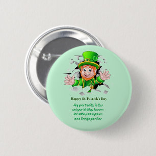 Badge Rond 5 Cm Saint Patrick's day leprechaun