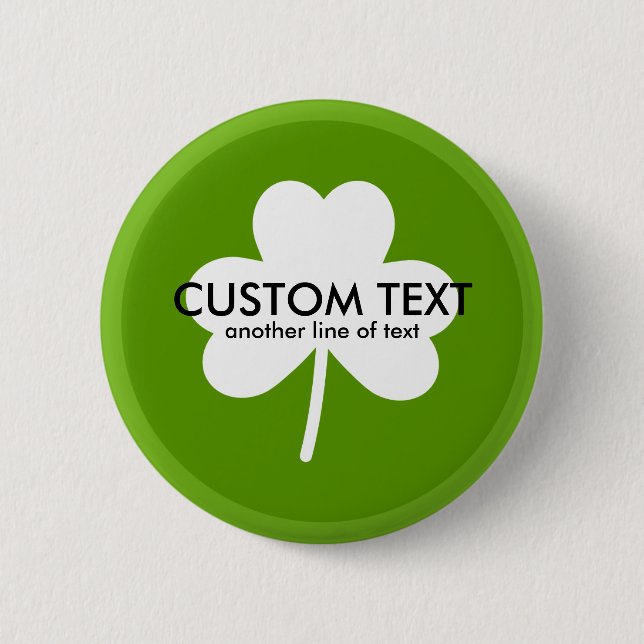 Badge Rond 5 Cm Saint Patrick's Day Lucky Green Clover Texte perso (Devant)