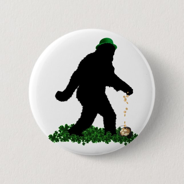 Badge Rond 5 Cm Saint Patrick's Day Lucky Sasquatch (Devant)