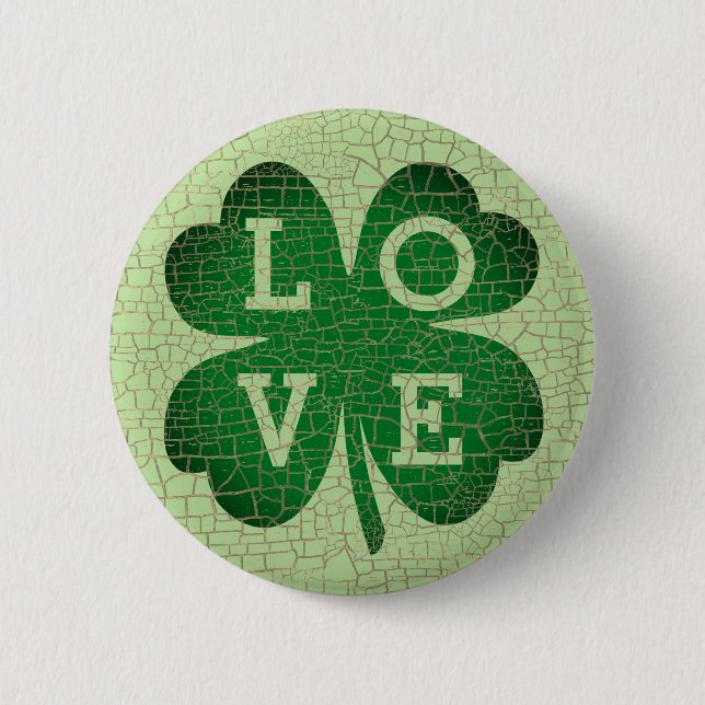 Badge Rond 5 Cm Saint Patrick's Day Shamrock Love (Devant)