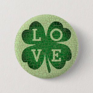 Badge Rond 5 Cm Saint Patrick's Day Shamrock Love