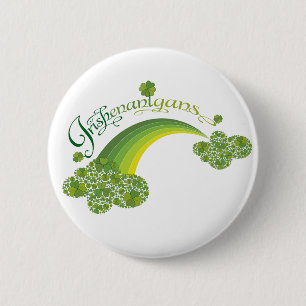 Badge Rond 5 Cm Saint Patrick's Day Shenanigans Shamrock irlandais
