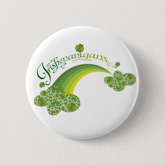Badge Rond 5 Cm Saint Patrick's Day Shenanigans Shamrock irlandais (Devant)