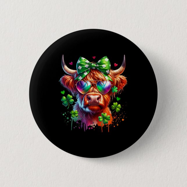 Badge Rond 5 Cm Saint Patrick's Day Vache Jour de la Saint Patrick (Devant)