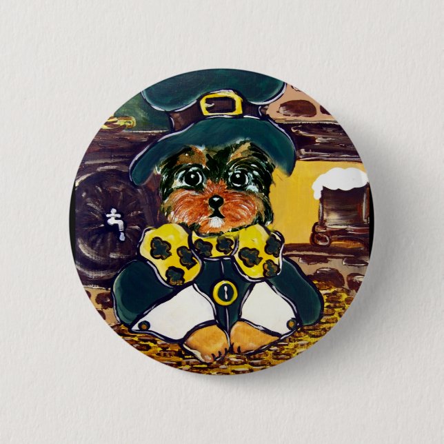Badge Rond 5 Cm Saint Patty Yorkie Poo (Devant)