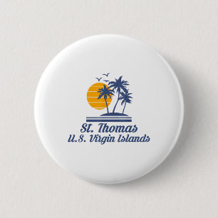 Badge Rond 5 Cm Saint Thomas Us Virgin Islands Plage Caraïbes