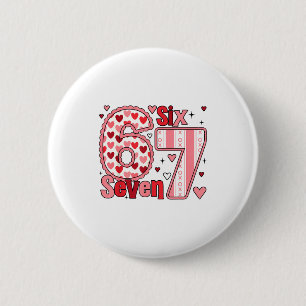 Badge Rond 5 Cm Saint-Valentin à carreaux Mignon Six Sept 6 7 Meme