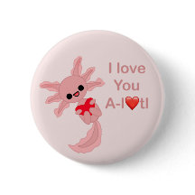 Saint Valentin Amour Coeur Axolotl Pin-On Bouton