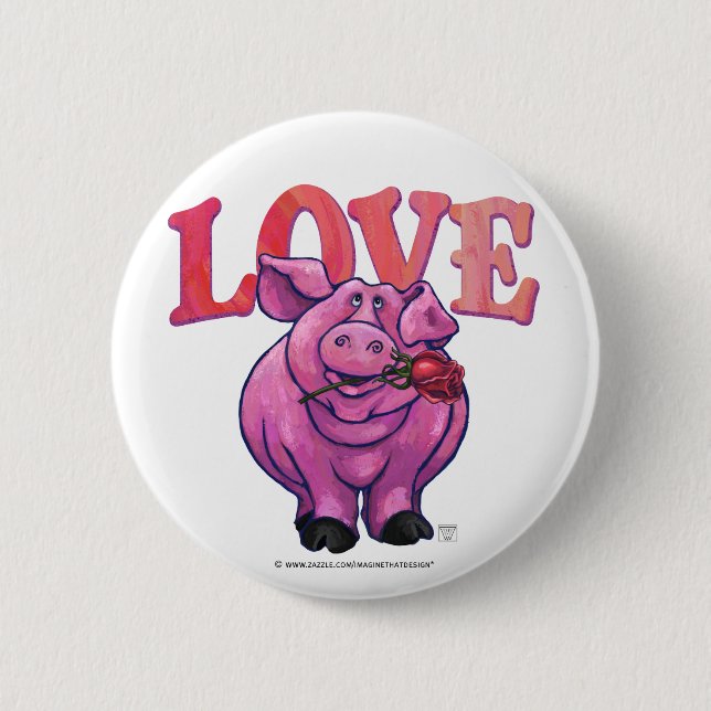 Badge Rond 5 Cm Saint Valentin au cochon (Devant)