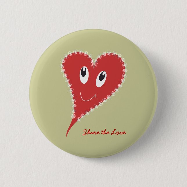 Badge Rond 5 Cm Saint-Valentin au cœur souriant (Devant)