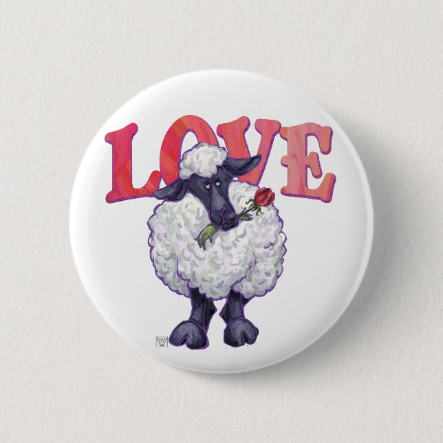 Badge Rond 5 Cm Saint Valentin au mouton (Devant)