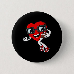 Badge Rond 5 Cm Saint Valentin Coeur Courir Avec Un Garçon De Foot