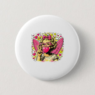 Badge Rond 5 Cm Saint-Valentin Cupidon Cœur Ange Amour Vacances Co