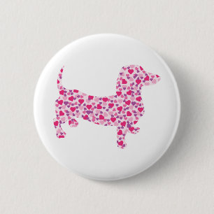 Badge Rond 5 Cm Saint Valentin Dachshund