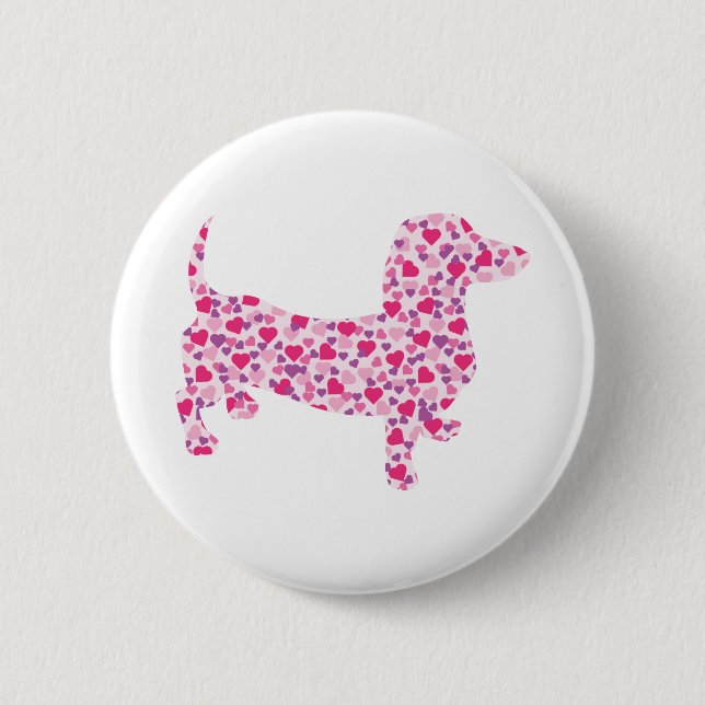 Badge Rond 5 Cm Saint Valentin Dachshund (Devant)