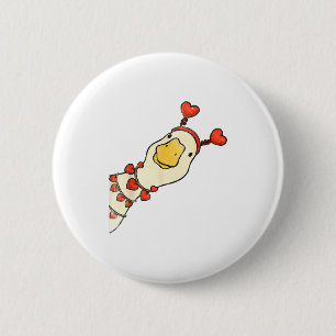 Badge Rond 5 Cm Saint Valentin drôle de petits oies Canard Cœur Am