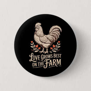 Badge Rond 5 Cm Saint Valentin drôle Mignon Poulet L'amour grandit