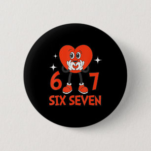 Badge Rond 5 Cm Saint-Valentin drôle Six Sept Cœurs 6 7 Mème Garço