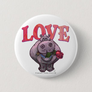 Badge Rond 5 Cm Saint-Valentin Hippopotame
