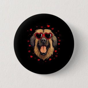 Badge Rond 5 Cm Saint-Valentin Leonberger Cœur Amoureux de Chiots