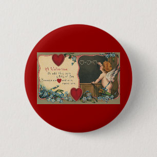 Badge Rond 5 Cm Saint-Valentin mignon vintage, chérubin enseignant