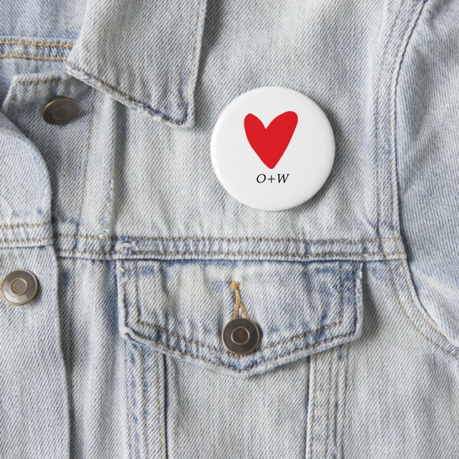 Badge Rond 5 Cm Saint Valentin monogrammed coeur rouge (En situation)
