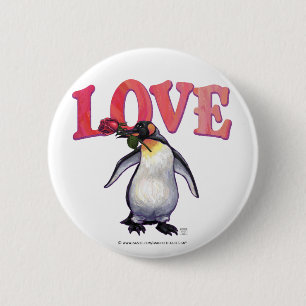 Badge Rond 5 Cm Saint-Valentin Penguin