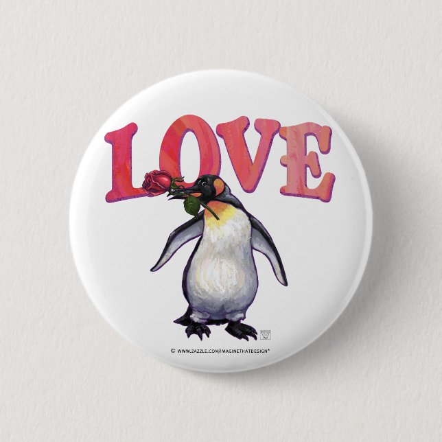 Badge Rond 5 Cm Saint-Valentin Penguin (Devant)