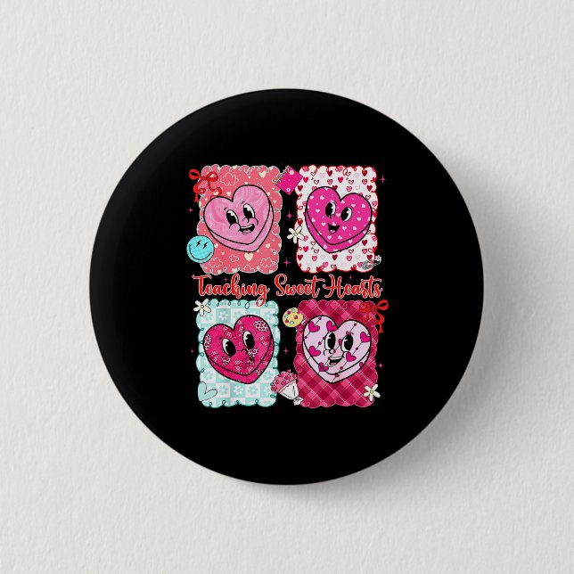 Badge Rond 5 Cm Saint-Valentin Préparatoire Enseignement Cœurs Sua (Devant)
