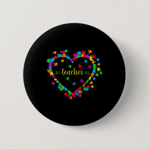 Badge Rond 5 Cm Saint-Valentin Professeur Sensibilisation à l'auti