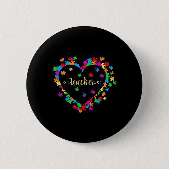 Badge Rond 5 Cm Saint-Valentin Professeur Sensibilisation à l'auti (Devant)