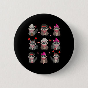 Badge Rond 5 Cm Saint Valentin Raccoon Jour Funny Racoon Coeurs An