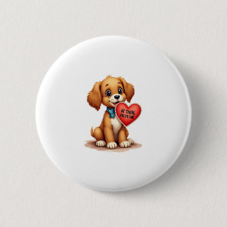 Badge Rond 5 Cm Saint-Valentin Rétro Vintage Chien Saint-Valentin 