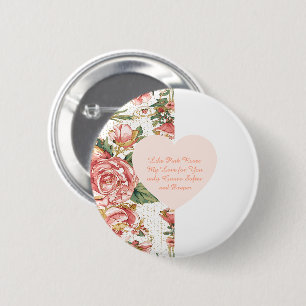Badge Rond 5 Cm Saint-Valentin romantique avec papier de roses ado