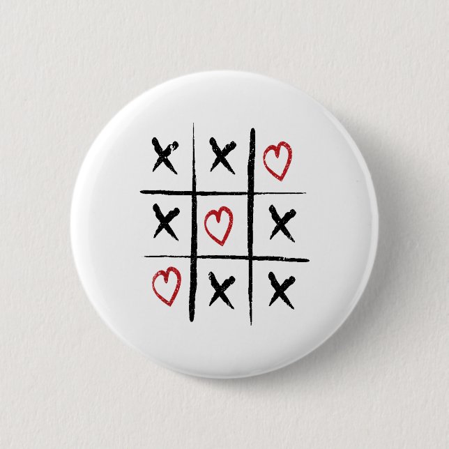 Badge Rond 5 Cm Saint Valentin Tic Tac Toe Hearts Day (Devant)