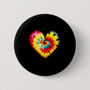Badge Rond 5 Cm Saint-Valentin Tie-Dye Cœurs Colorés Hommes Femmes