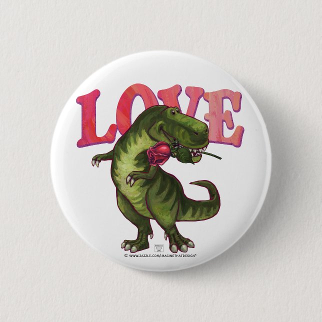 Badge Rond 5 Cm Saint Valentin Tyrannosaurus (Devant)