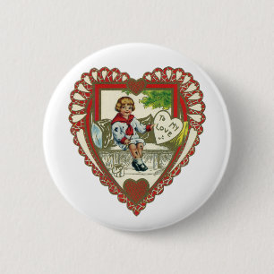 Badge Rond 5 Cm Saint-Valentin victorien vintage, garçon dans un c