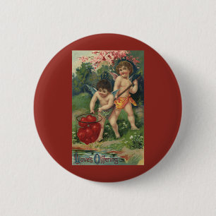 Badge Rond 5 Cm Saint Valentin victorienne vintage, Offre d'amour