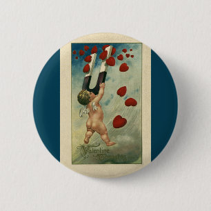 Badge Rond 5 Cm Saint-Valentin vintage, Cherub avec coeur magnétiq