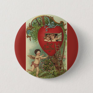 Badge Rond 5 Cm Saint-Valentin vintage victorien Chérubins Maison 