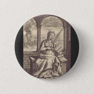 Badge Rond 5 Cm Sainte Anastasia la Délivrance Art Noir & Blanc