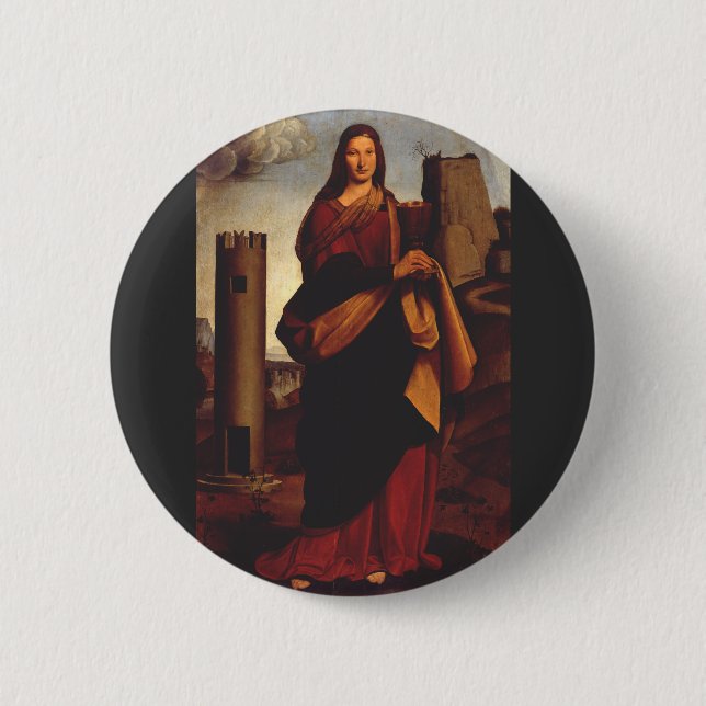 Badge Rond 5 Cm Sainte-Barbe Icône Sacrée Art Graphique (Devant)